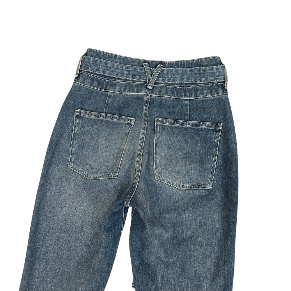 Veronica Beard Jeans Women's 25x28 Blue Logan Slim Straight Extra High-Rise Belt - Picture 12 of 14